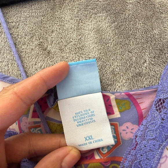 Nick & Nora Asian Dragon Silk Nightgown Nightie Slip Dress Plus Size XXL Cozy - Picture 11 of 12